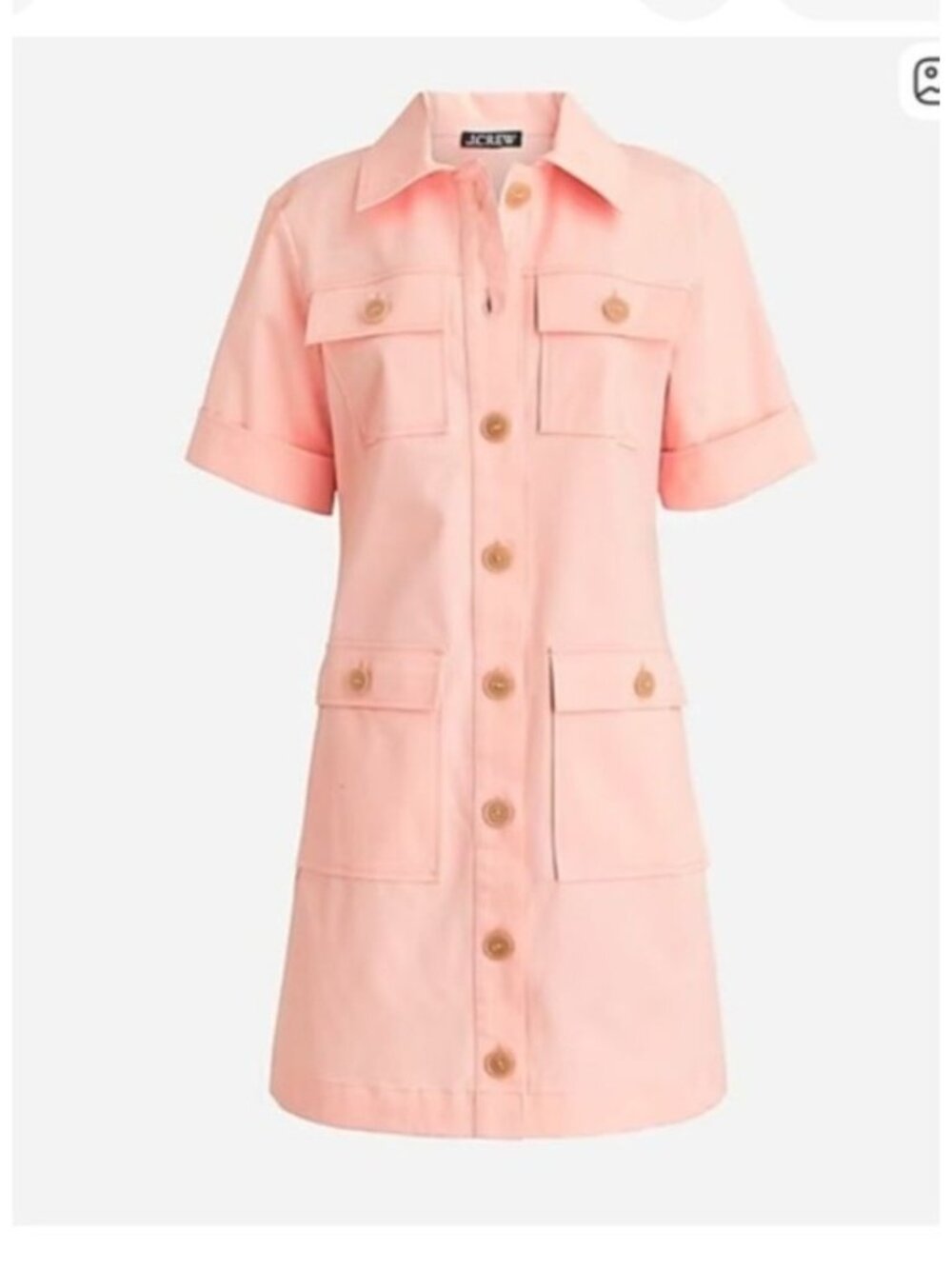 J. Crew Womens Gamine Light Pink Twill Shirt Mini Dress size 14 Stretch Utility